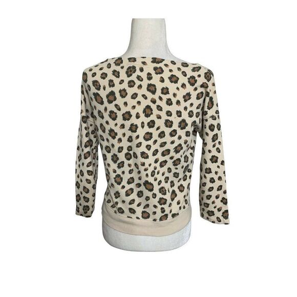 j crew womens beige brown leopard print long sleeve sweater top xxs - Picture 2 of 5